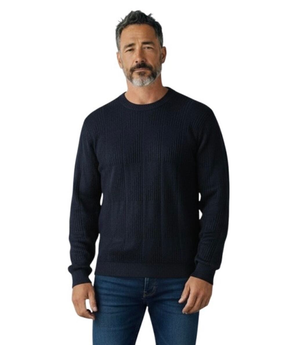 Alan Stuart Black Textured Knit Sweater Large VTG Crew Neck Made in USA